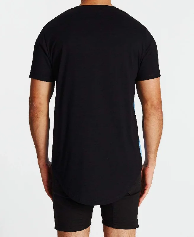 AMERICAIN Mens Vers Le Bas Dual Curved Hem Tee Shirt - Jet Black