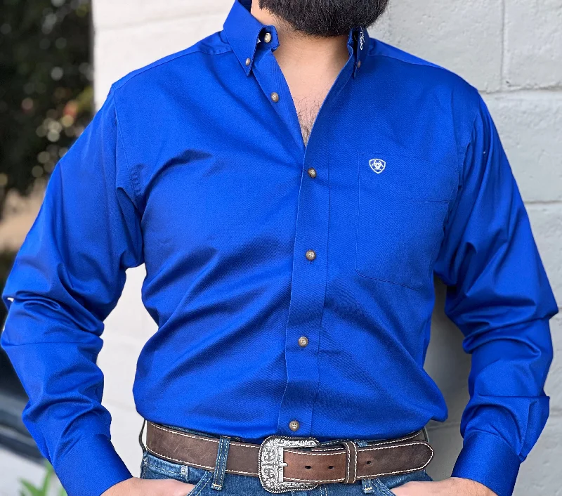 Ariat Team Logo Ultramarine/White Fitted Long Sleeve Shirt