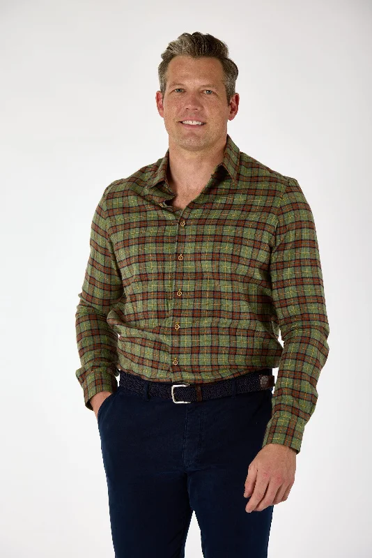 Gun Hill Mens Broad Check Shirt - Green