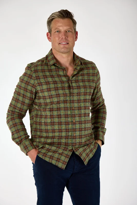 Gun Hill Mens Broad Check Shirt - Green