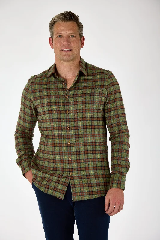 Gun Hill Mens Broad Check Shirt - Green