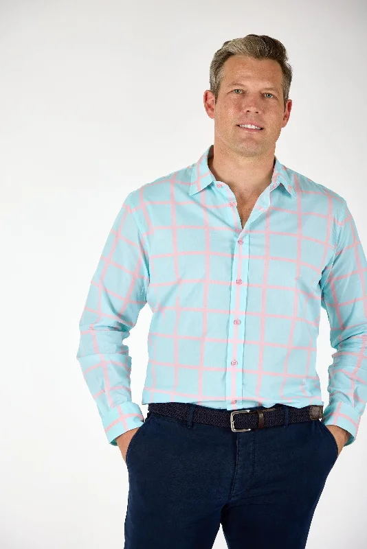 Gun Hill Men's Darwin shirt - Blue with Pink Check