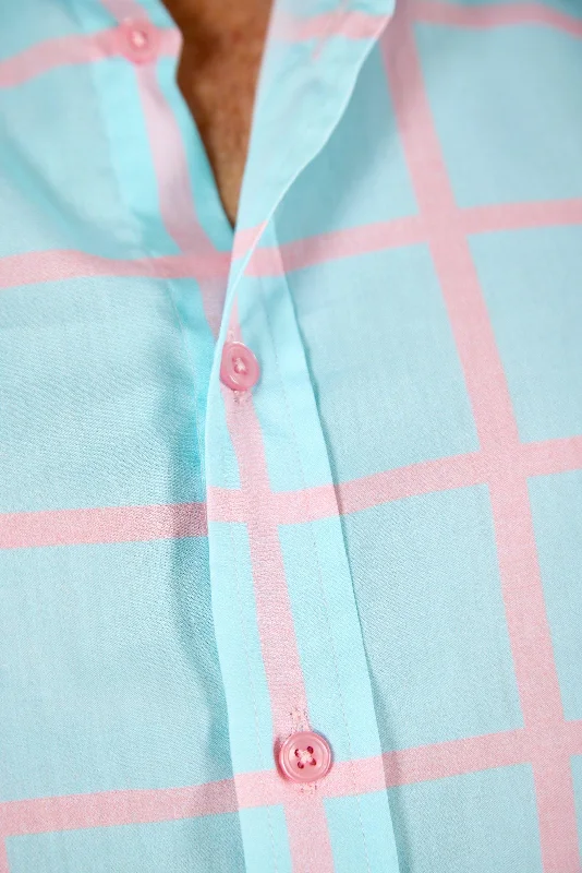 Gun Hill Men's Darwin shirt - Blue with Pink Check