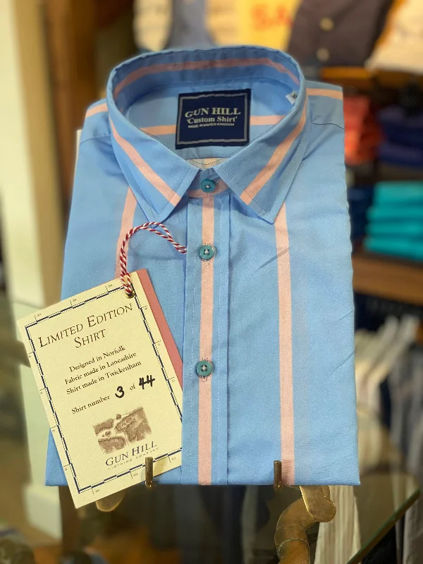 Gun Hill Mens Newton shirt - Blue/ Pink stripe