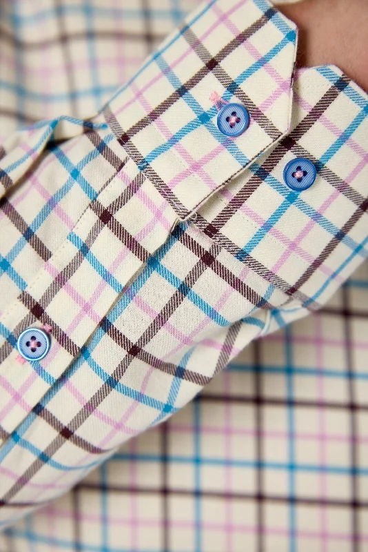 Gun Hill Mens Trueman Cotton Check shirt - Blue/pink