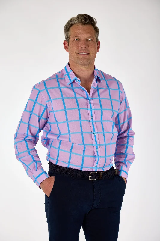 Gun Hill Mens Churchill shirt - Blue/ Pink check