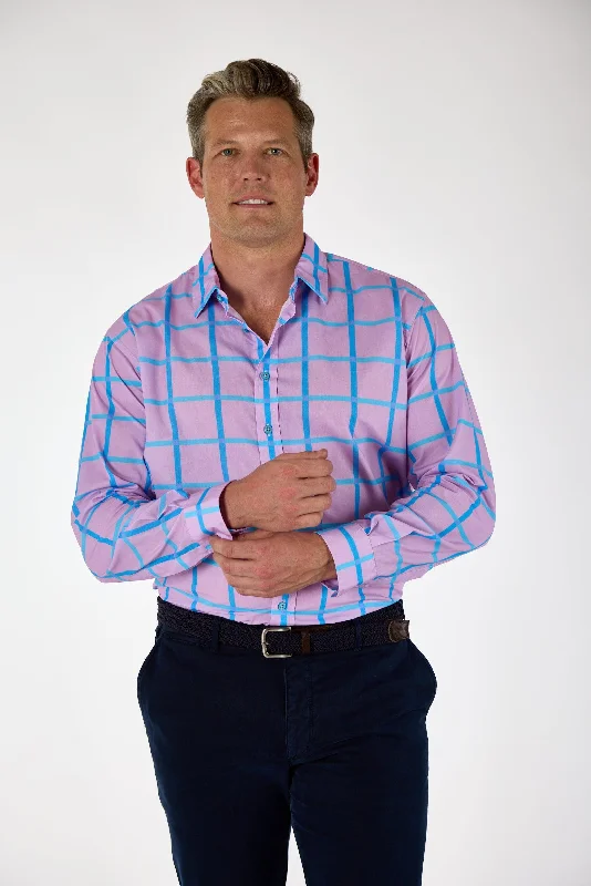 Gun Hill Mens Churchill shirt - Blue/ Pink check