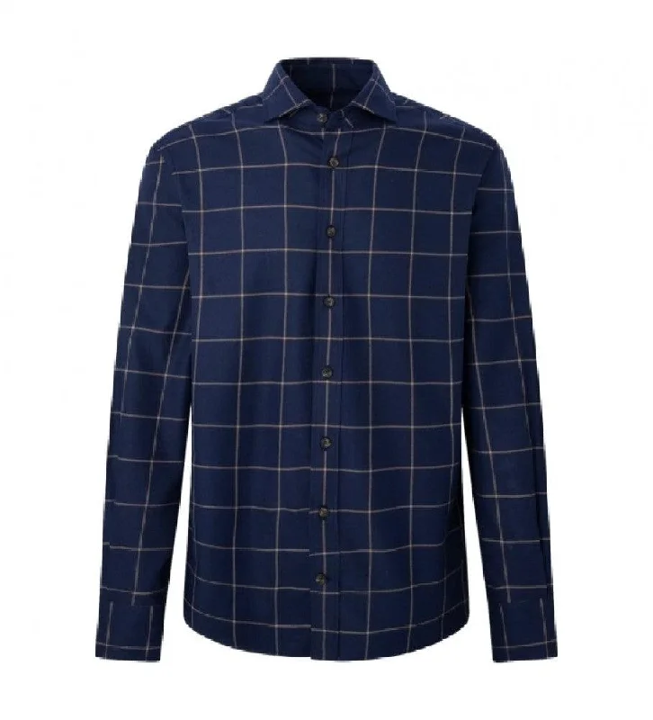 Hackett Mens Flannel windowpane shirt - Navy