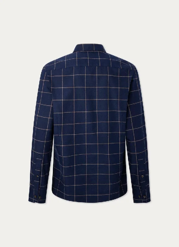 Hackett Mens Flannel windowpane shirt - Navy