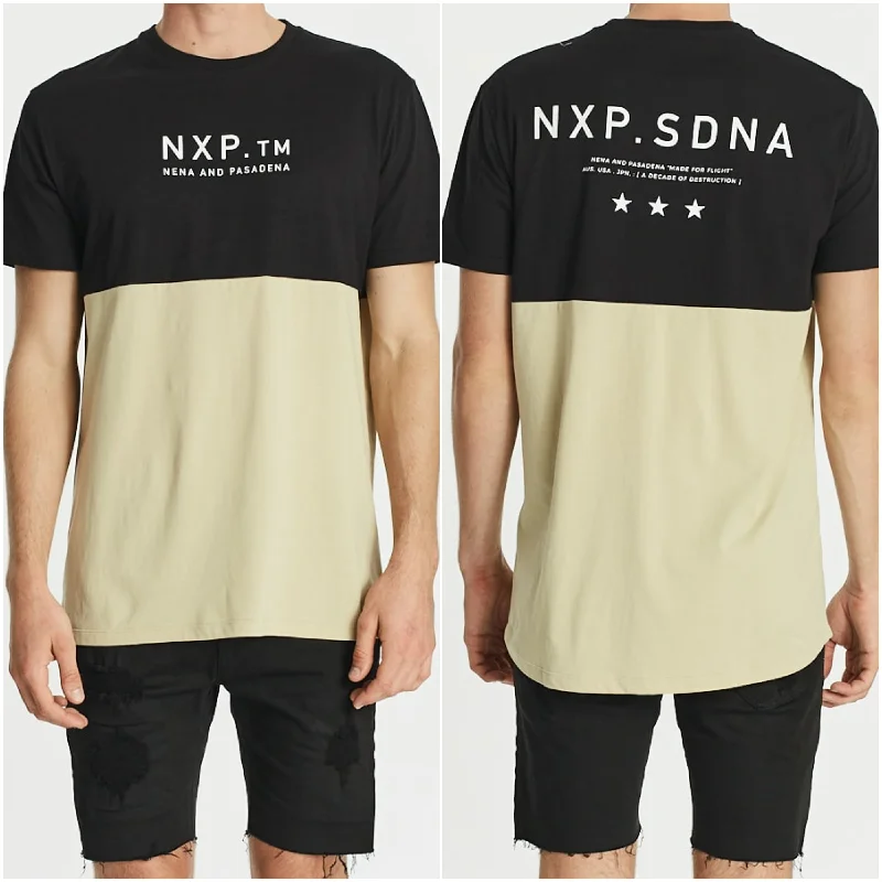 NENA & PASADENA Mens World Wide Scoop Back Tee Shirt - Jet Black