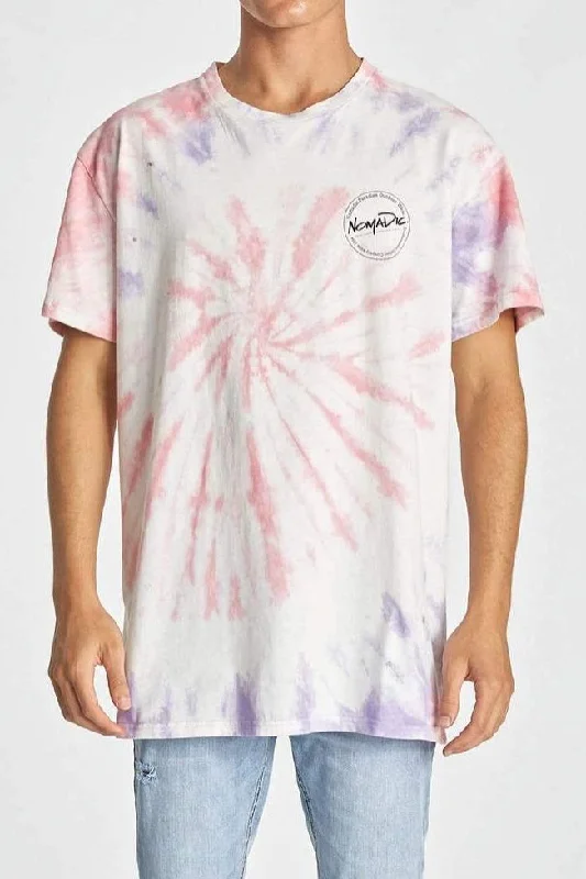 NOMADIC PARADISE Mens Hazy Relaxed Tee - Tie Dye Pastel