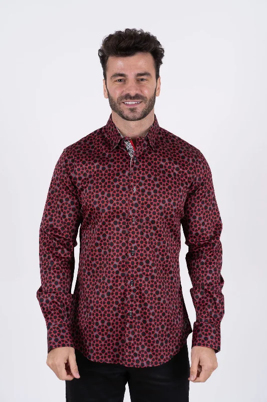 Platini Men's Satin Cotton/Spandex Long Sleeve Shirt (Plus Size) TKL8907