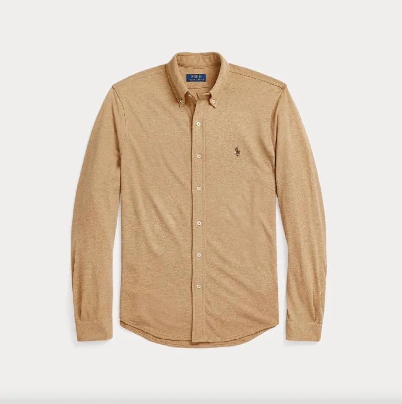 Ralph Lauren Mens Cotton Mesh Shirt - Camel or olive heather