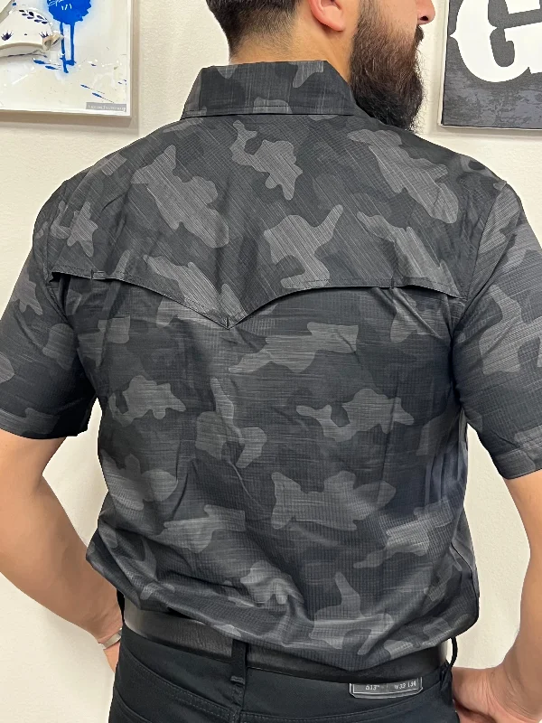 Camisa Manga Corta - Camo Militar Negro/Gris