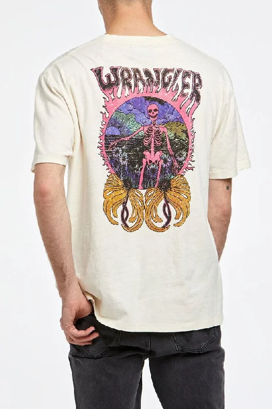 WRANGLER Mens Floral Bones Hemp Tee Shirt - Ecru