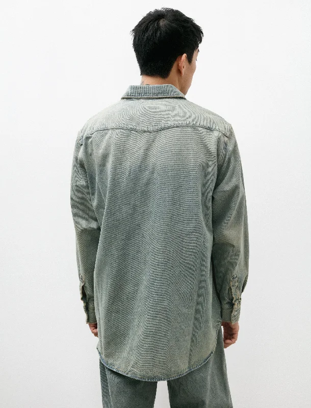 Relaxed Fit Denim Shirt Blue Beige