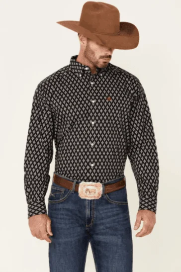 Ariat Men's Wrinkle Free Atlas Diamond Geo Print Long Sleeve Button-Down Western Shirt 10038093