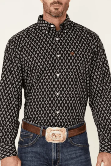 Ariat Men's Wrinkle Free Atlas Diamond Geo Print Long Sleeve Button-Down Western Shirt 10038093