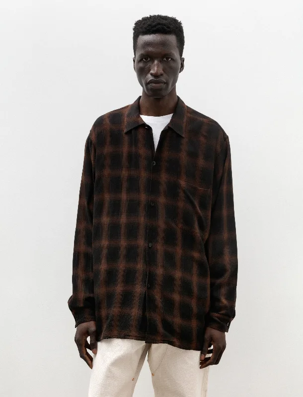 Rayon Open Collar Shirt Check