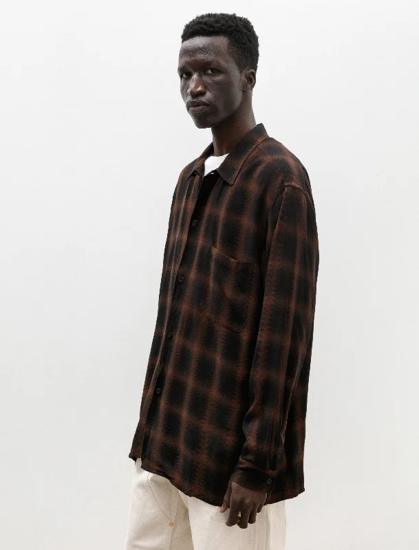 Rayon Open Collar Shirt Check