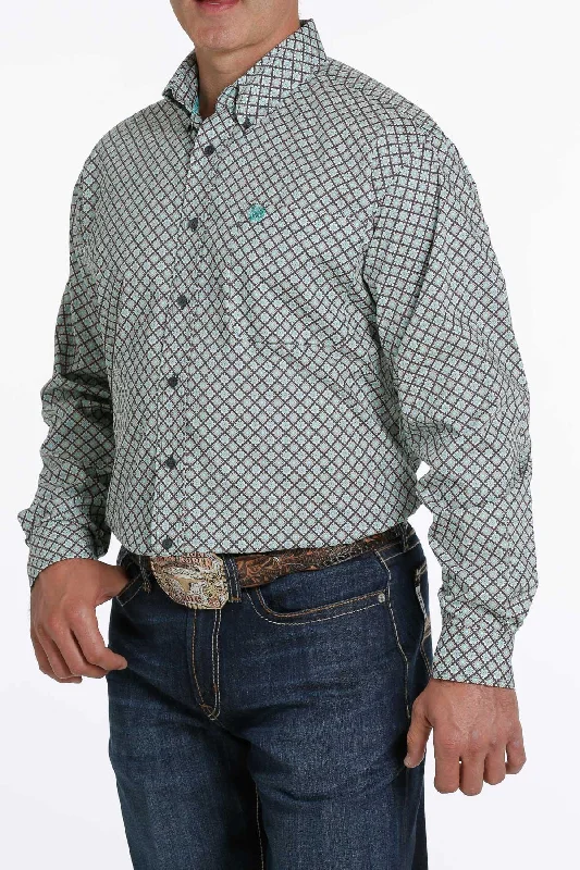 Cinch Men's Charcoal Geo Print Button Long Sleeve Western Shirt MTW1105269