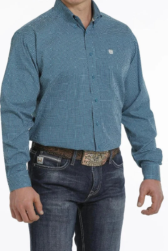 Cinch Men's Blue Geo Print Button Long Sleeve Western Shirt  MTW1105308