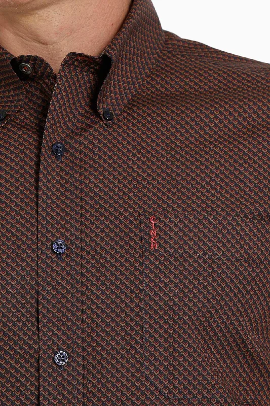 Cinch Men's Brown Geo Print Button Long Sleeve Western Shirt MTW1347033