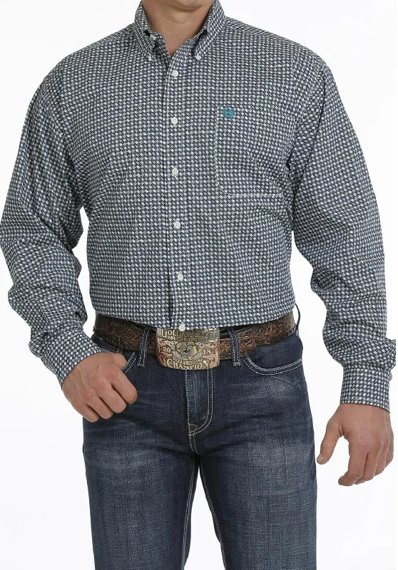 Cinch Men's Blue Geo Print Button Long Sleeve Western Shirt MTW1105299