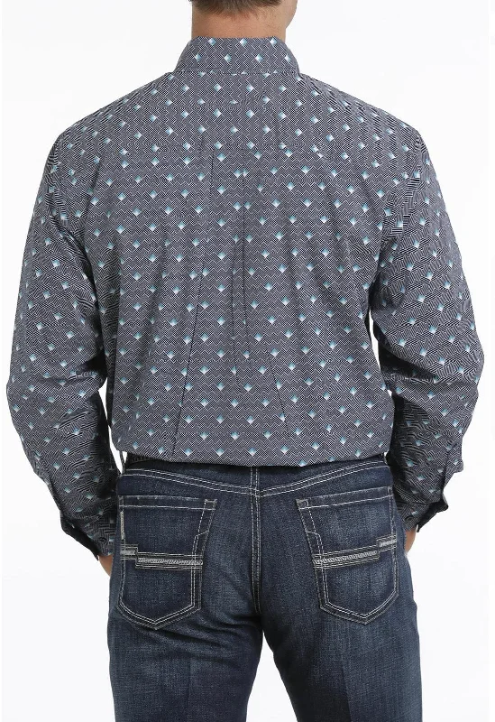 Cinch Men's Navy Geo Print Button Long Sleeve Western Shirt MTW1105302