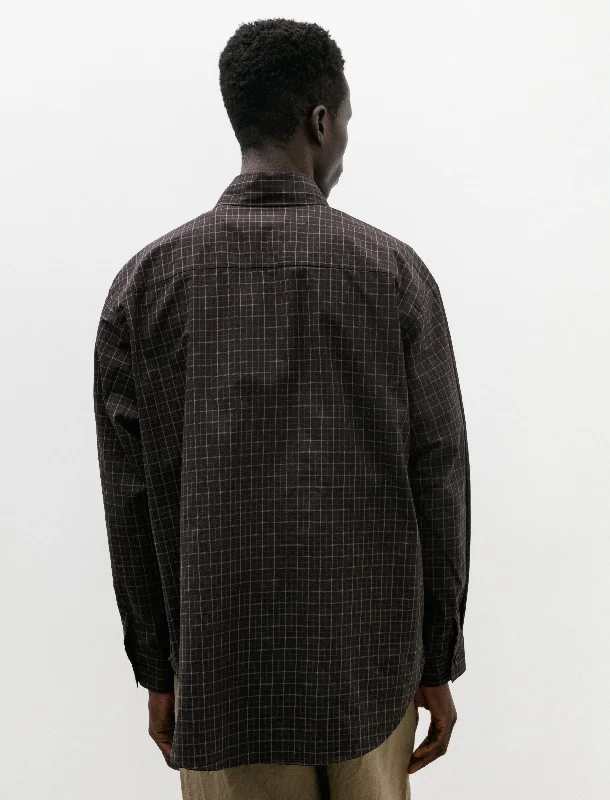 Big Shirt Cotton Gridcloth Navy Grey