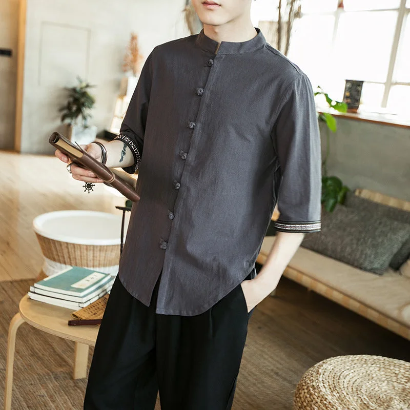 Half Sleeve Signature Cotton Chinese Style Casual Shirt