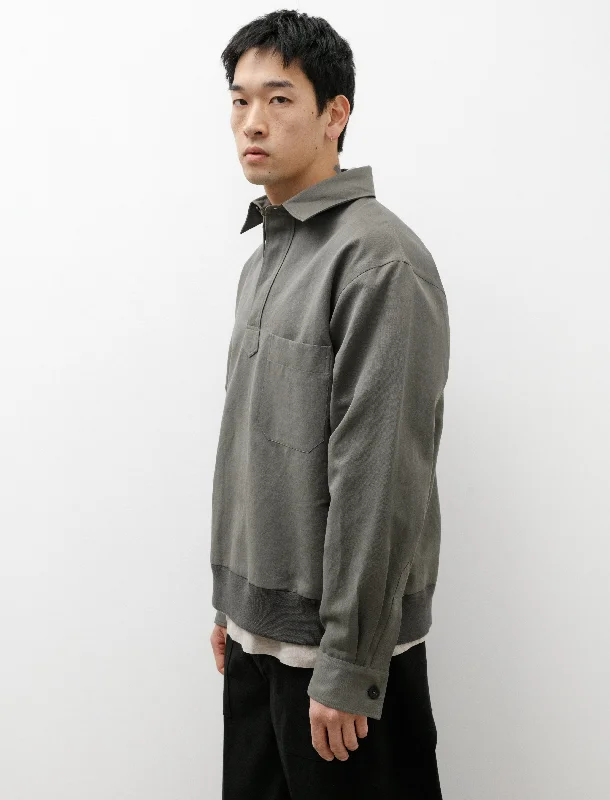 Pull Over Shirt Cotton Linen Grey Green