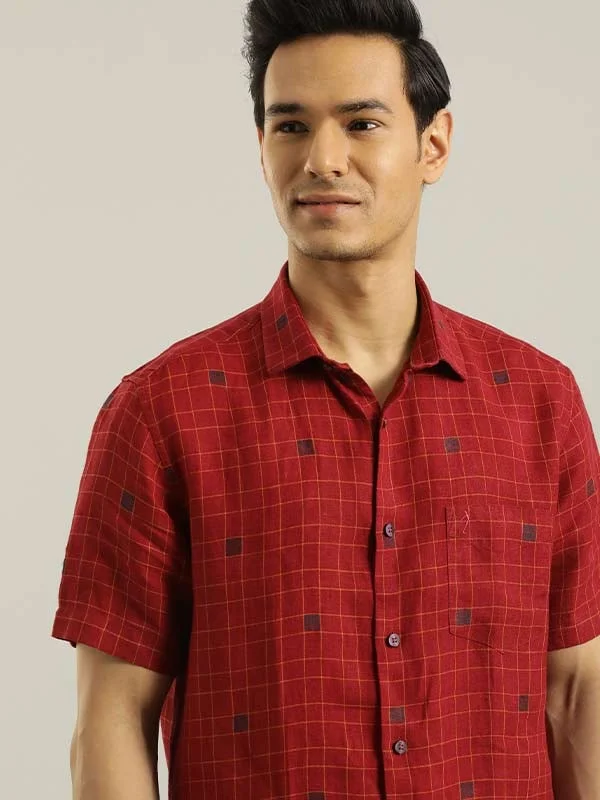 Men Checked Half Sleeve Cotton Shirt