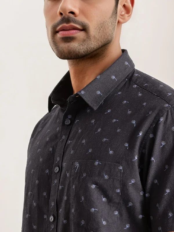 Men Printed Half Sleeve Cotton Shirt