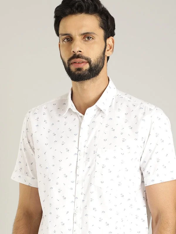 Men Printed Half Sleeve Cotton Shirt