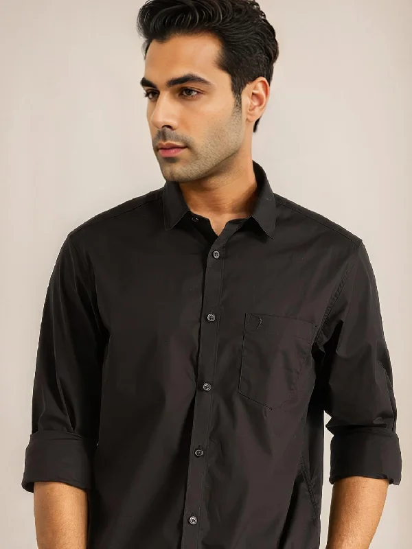 Men Solid Full Sleeve Cotton Stretch Shirt