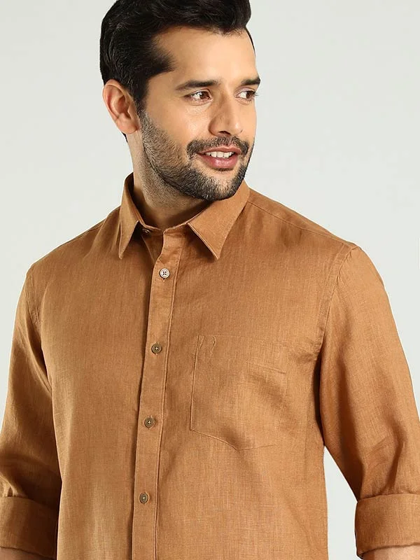 Men Solid Full Sleeve Linen Shirt