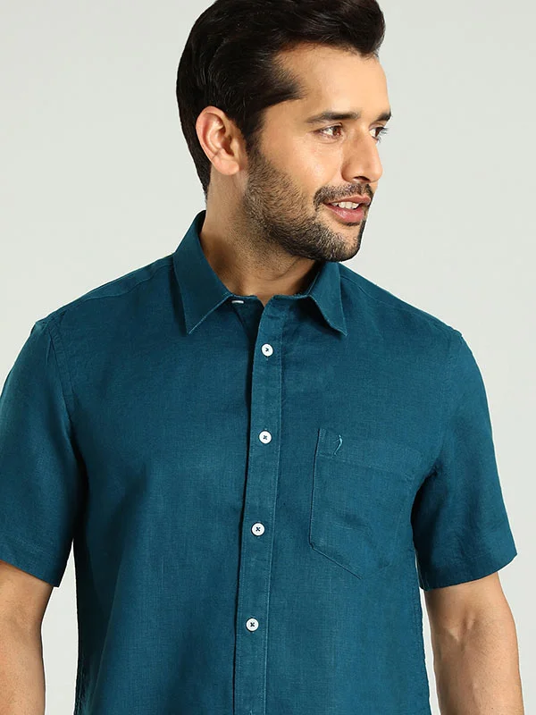 Men Solid Half Sleeve Linen Shirt