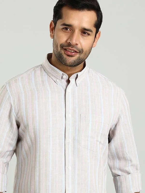 Men Striped Full Sleeve Linen Blend Shirt