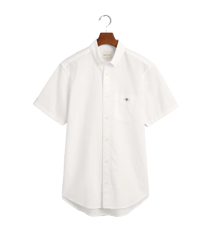 Regular Fit Cotton Linen Short Sleeve Shirt - White