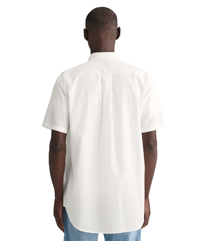 Regular Fit Cotton Linen Short Sleeve Shirt - White