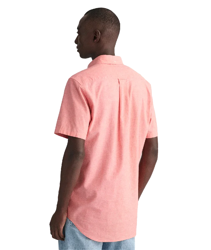 Regular Fit Cotton Linen Short Sleeve Shirt - Pink