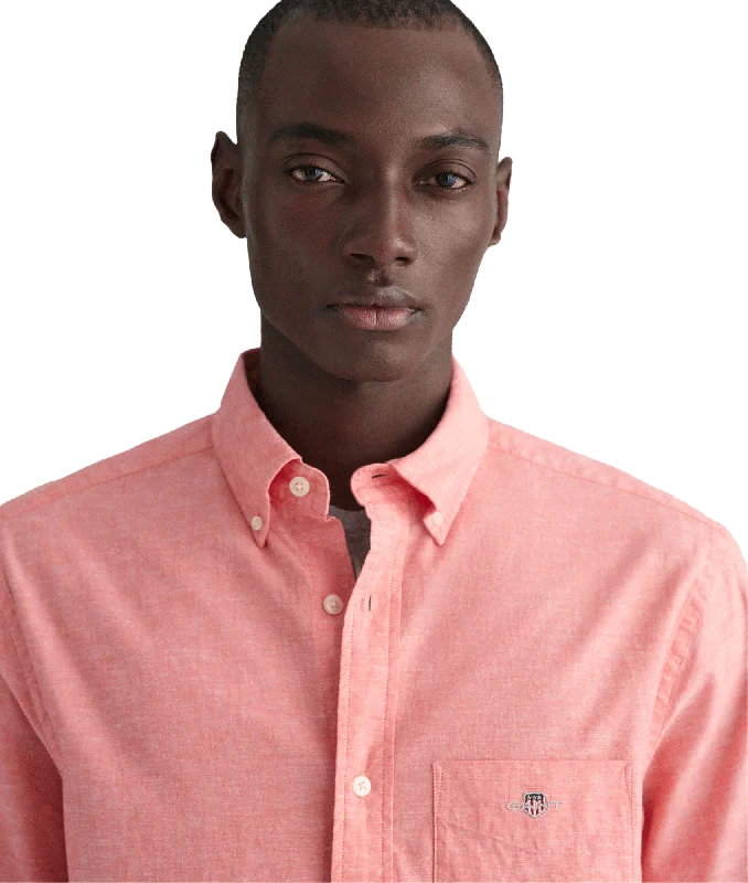 Regular Fit Cotton Linen Short Sleeve Shirt - Pink