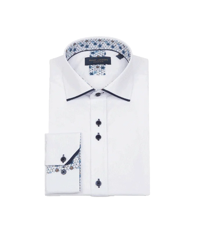 Long Sleeve Cotton Blend Shirt - White