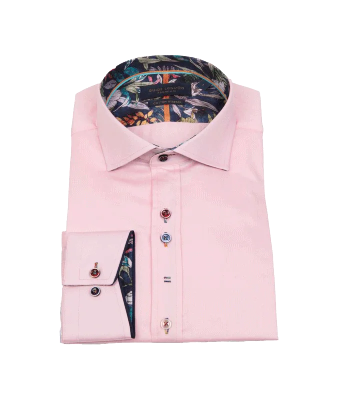 Leafy Charm Plain Shirt - Pink