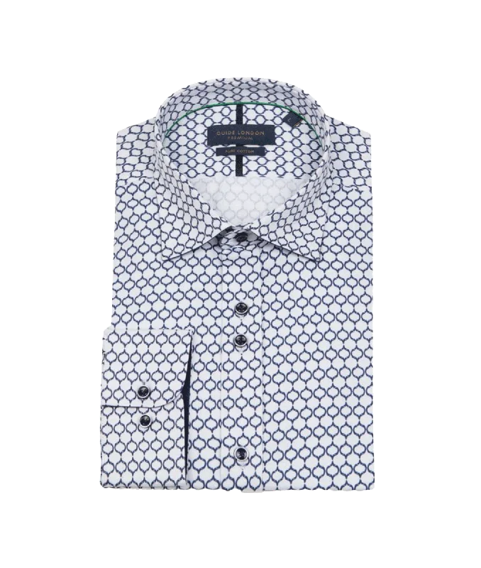 Geometric Pattern Men's Shirt - Navy