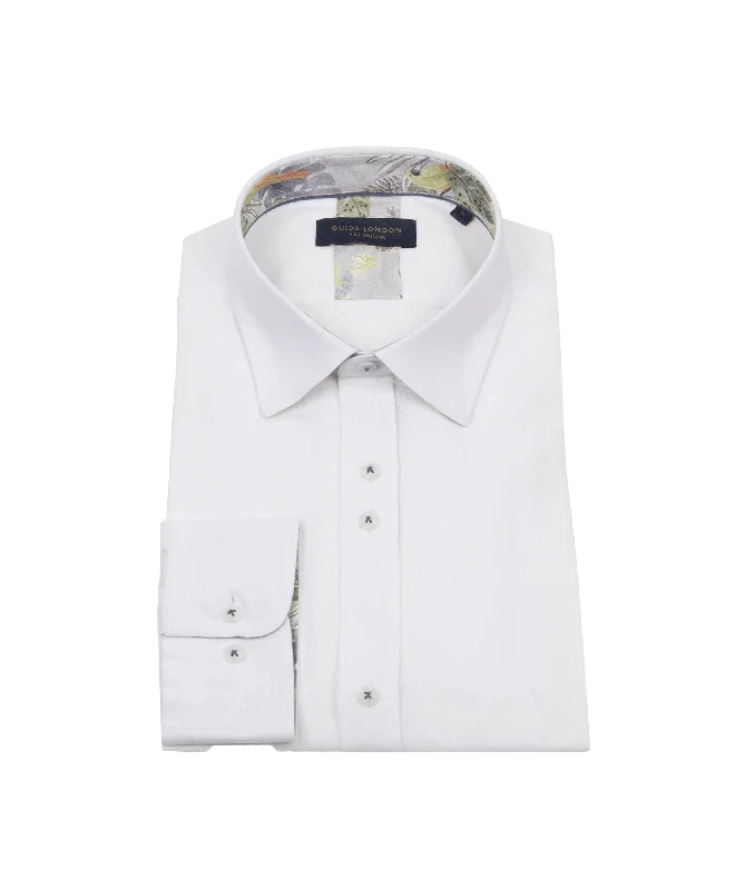 Summer Breeze Linen Blend Long Sleeve Shirt - White