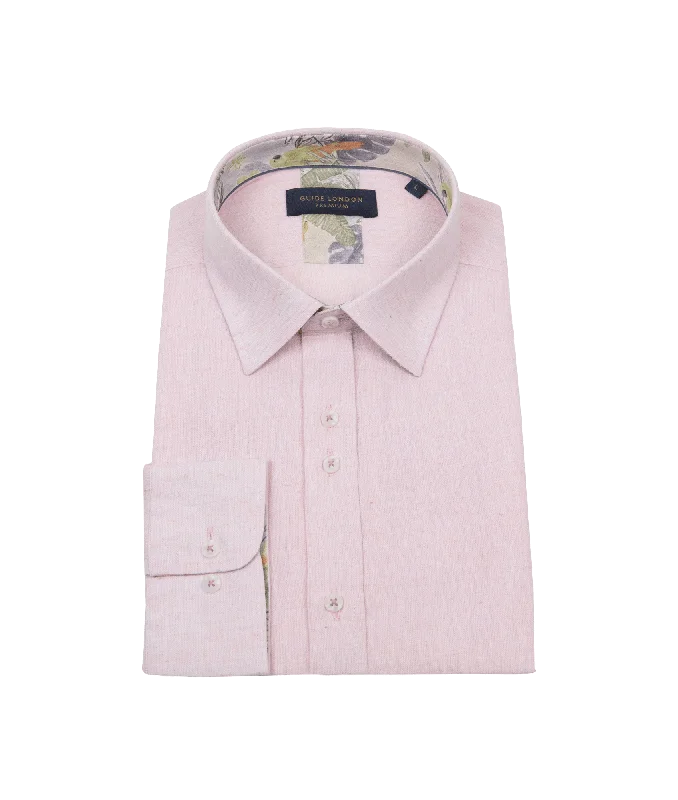 Summer Breeze Linen Blend Long Sleeve Shirt - Pink