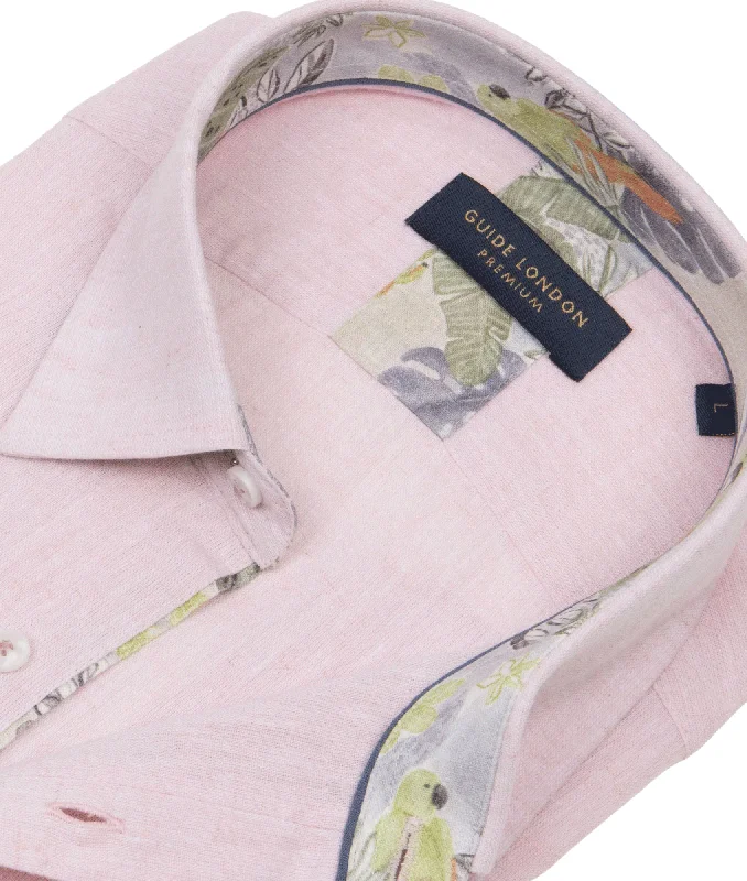 Summer Breeze Linen Blend Long Sleeve Shirt - Pink