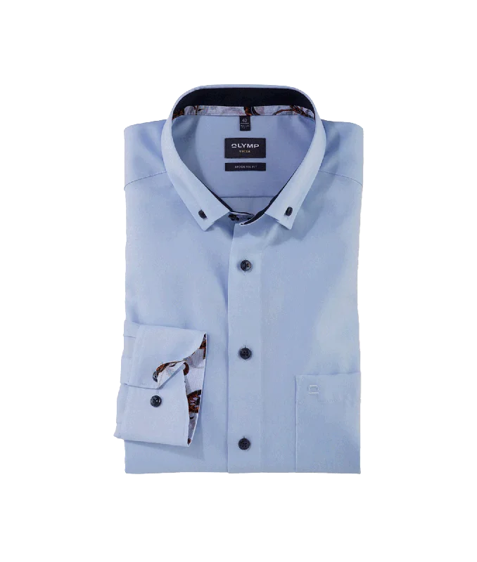 Olymp Classic Oxford Long Sleeve Cotton Shirt - Blue